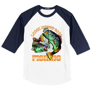 Large Mouth Bass In Action Fishing Baseball Sleeve Shirt