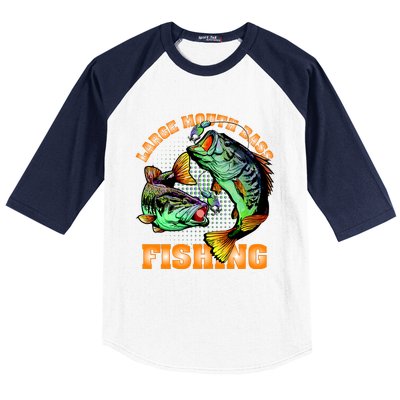 Large Mouth Bass In Action Fishing Baseball Sleeve Shirt