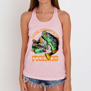 Large Mouth Bass In Action Fishing Women's Knotted Racerback Tank