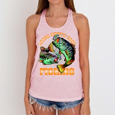 Large Mouth Bass In Action Fishing Women's Knotted Racerback Tank