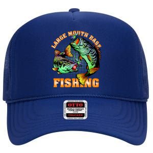 Large Mouth Bass In Action Fishing High Crown Mesh Back Trucker Hat