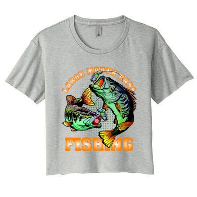 Large Mouth Bass In Action Fishing Women's Crop Top Tee