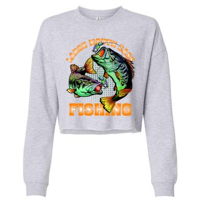 Large Mouth Bass In Action Fishing Cropped Pullover Crew