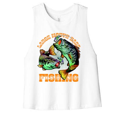 Large Mouth Bass In Action Fishing Women's Racerback Cropped Tank