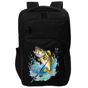 Large Mouth Bass Fish Funny Fishing Fisherman Men Impact Tech Backpack