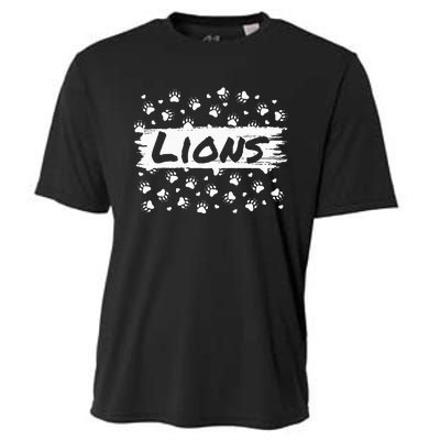 Lions Mascot Back To School Spirit Footprint Heart Squad Cooling Performance Crew T-Shirt