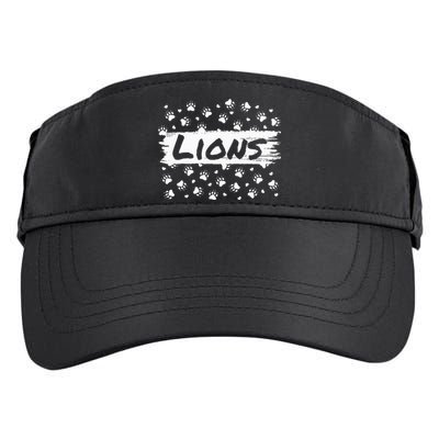 Lions Mascot Back To School Spirit Footprint Heart Squad Adult Drive Performance Visor