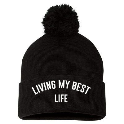 Living My Best Life Positive Ladies Pom Pom 12in Knit Beanie