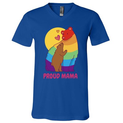 Lesbian Mama Bear Gift Lgbtq Proud Lgbtq Mom Gift V-Neck T-Shirt