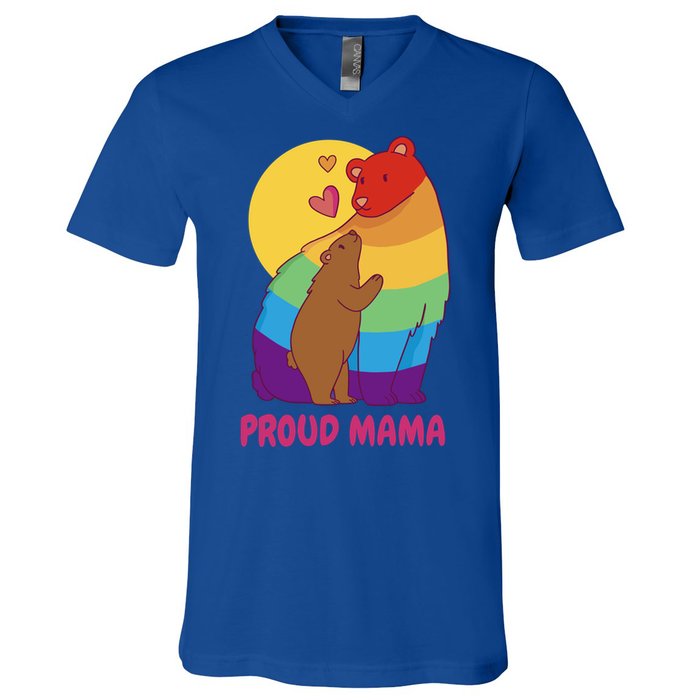 Lesbian Mama Bear Gift Lgbtq Proud Lgbtq Mom Gift V-Neck T-Shirt