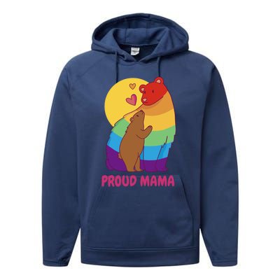 Lesbian Mama Bear Gift Lgbtq Proud Lgbtq Mom Gift Performance Fleece Hoodie