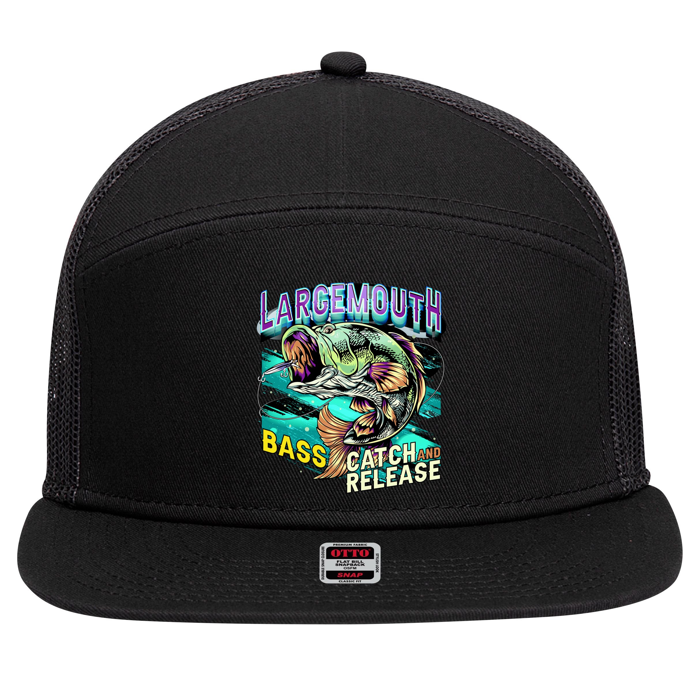Large Mouth Bass 7 Panel Mesh Trucker Snapback Hat