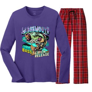 Large Mouth Bass Women's Long Sleeve Flannel Pajama Set 