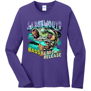 Large Mouth Bass Ladies Long Sleeve Shirt