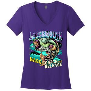 Large Mouth Bass Women's V-Neck T-Shirt