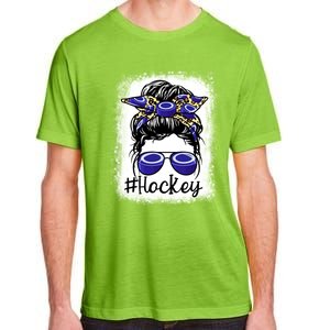 Leopard Messy Bun Mom MotherS Day Hockey Mommy Great Gift Adult ChromaSoft Performance T-Shirt