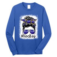 Leopard Messy Bun Mom MotherS Day Hockey Mommy Great Gift Long Sleeve Shirt