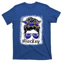 Leopard Messy Bun Mom MotherS Day Hockey Mommy Great Gift T-Shirt