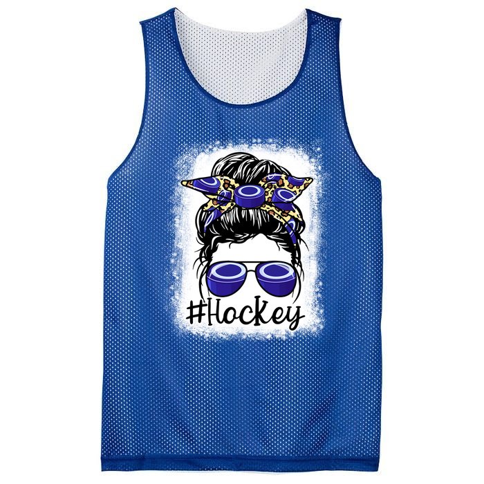 Leopard Messy Bun Mom MotherS Day Hockey Mommy Great Gift Mesh Reversible Basketball Jersey Tank