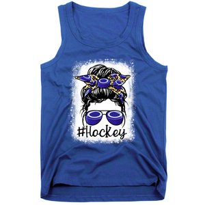 Leopard Messy Bun Mom MotherS Day Hockey Mommy Great Gift Tank Top