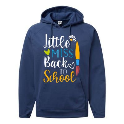 Little Miss Back To School Happy First Day School Gift Performance Fleece Hoodie