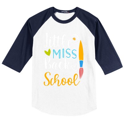 Little Miss Back To School Happy First Day School Gift Baseball Sleeve Shirt