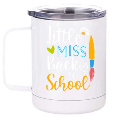 Little Miss Back To School Happy First Day School Gift 12 oz Stainless Steel Tumbler Cup