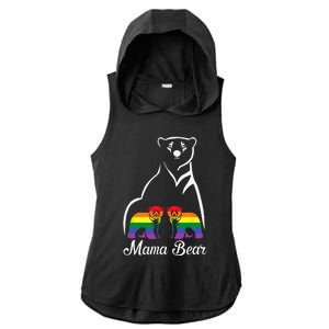 LGBT Mama Bear Pride Mom Rainbow Ladies PosiCharge Tri-Blend Wicking Draft Hoodie Tank