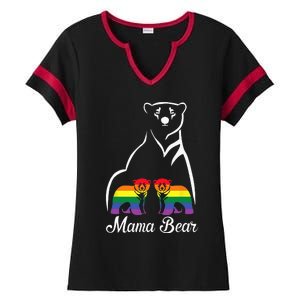 LGBT Mama Bear Pride Mom Rainbow Ladies Halftime Notch Neck Tee