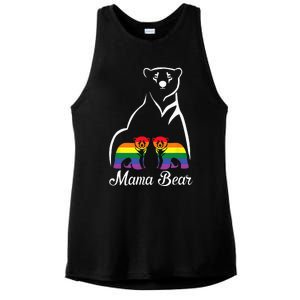 LGBT Mama Bear Pride Mom Rainbow Ladies PosiCharge Tri-Blend Wicking Tank