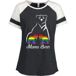 LGBT Mama Bear Pride Mom Rainbow Enza Ladies Jersey Colorblock Tee