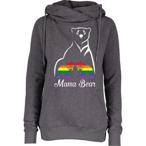 LGBT Mama Bear Pride Mom Rainbow Womens Funnel Neck Pullover Hood