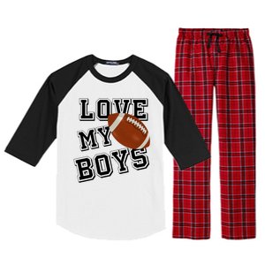 Love My Boys Cute Football Raglan Sleeve Pajama Set