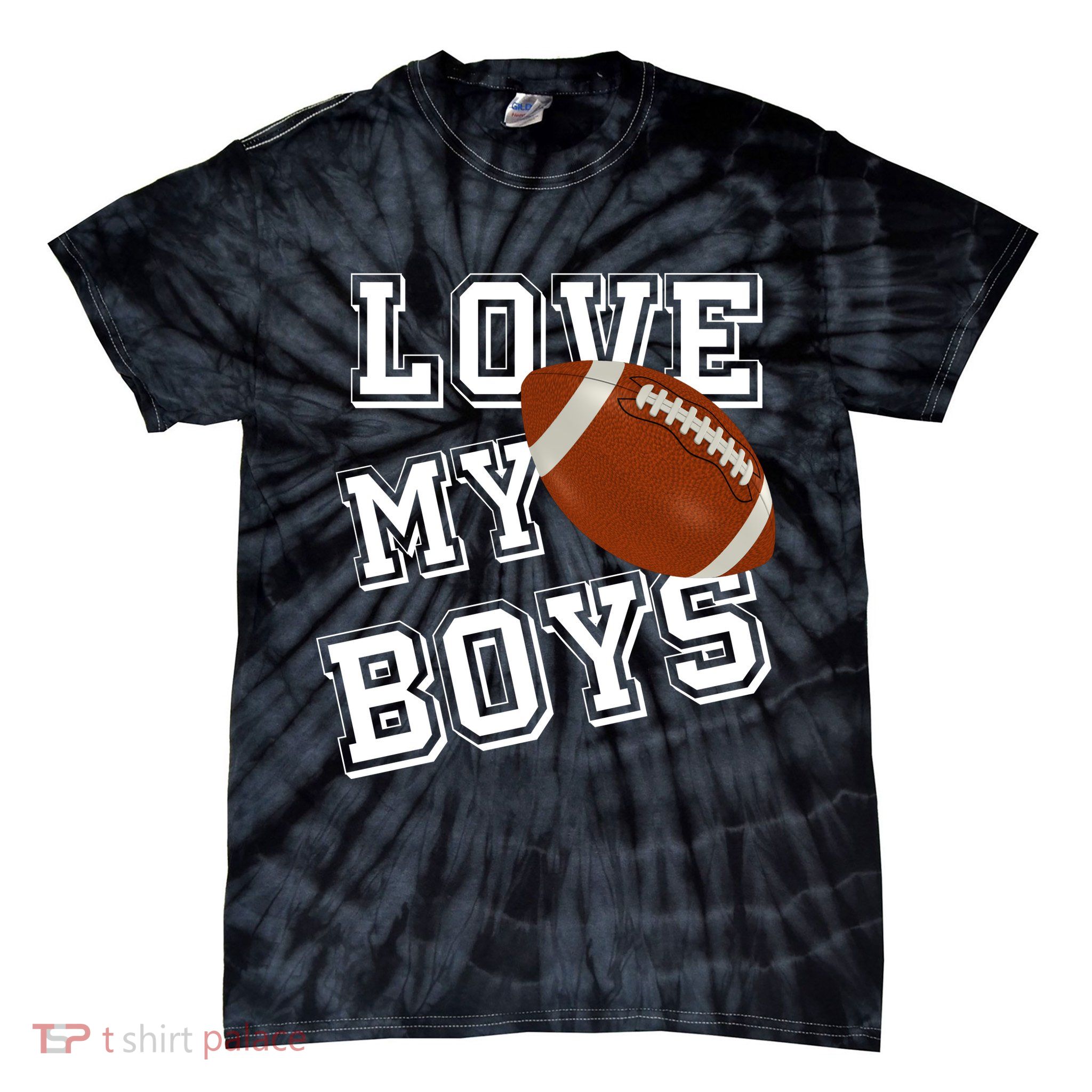 Love My Boys Cute Football Tie-Dye T-Shirt