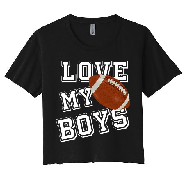 Love My Boys Cute Football Crop Top