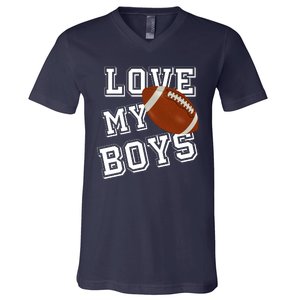 Love My Boys Cute Football V-Neck T-Shirt