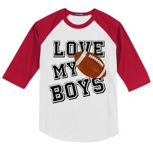 Love My Boys Cute Football Kids Colorblock Raglan Jersey