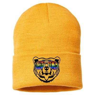 LGBTQ Mama Bear Proud Mom Momma Ally Rainbow Flag Pride Sustainable Knit Beanie