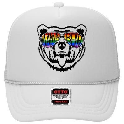 LGBTQ Mama Bear Proud Mom Momma Ally Rainbow Flag Pride High Crown Mesh Back Trucker Hat