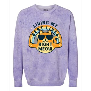 Living My Best Lives Right Meow Colorblast Crewneck Sweatshirt