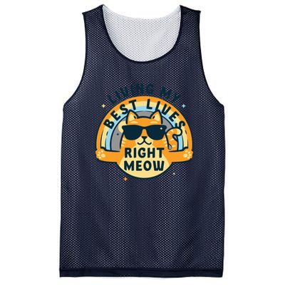 Living My Best Lives Right Meow Mesh Reversible Basketball Jersey Tank