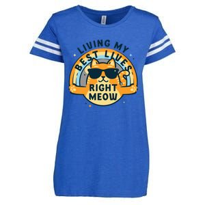 Living My Best Lives Right Meow Enza Ladies Jersey Football T-Shirt