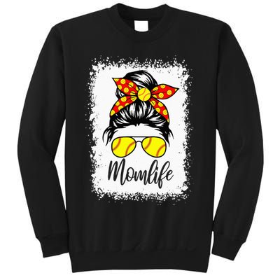 Leopard Messy Bun Ball Mom Baseball Softball Mom Mothers Day Sweatshirt