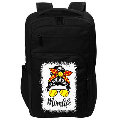 Leopard Messy Bun Ball Mom Baseball Softball Mom Mothers Day Impact Tech Backpack
