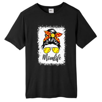 Leopard Messy Bun Ball Mom Baseball Softball Mom Mothers Day Tall Fusion ChromaSoft Performance T-Shirt