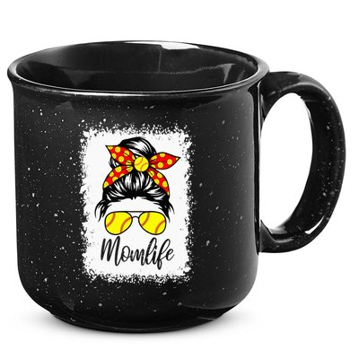 Leopard Messy Bun Ball Mom Baseball Softball Mom Mothers Day 15oz Campfire Ceramic Mug