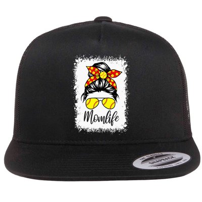 Leopard Messy Bun Ball Mom Baseball Softball Mom Mothers Day Flat Bill Trucker Hat