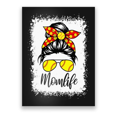 Leopard Messy Bun Ball Mom Baseball Softball Mom Mothers Day Poster