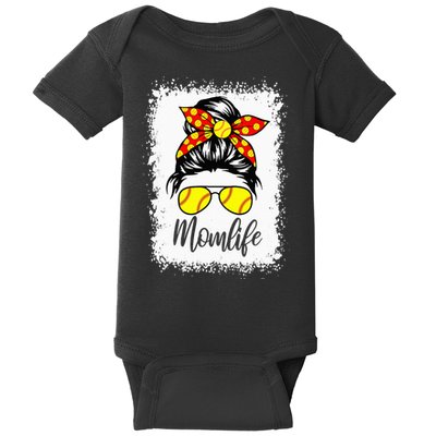 Leopard Messy Bun Ball Mom Baseball Softball Mom Mothers Day Baby Bodysuit