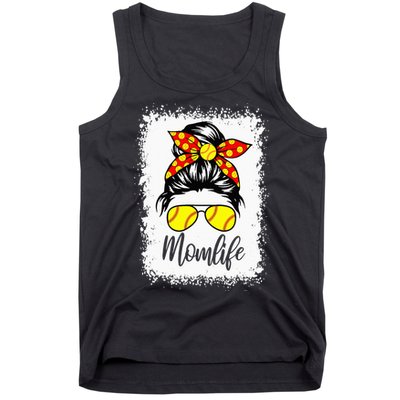 Leopard Messy Bun Ball Mom Baseball Softball Mom Mothers Day Tank Top